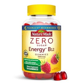 Nature Made Gomitas de vitamina B12 Zero Sugar Energy 1000 mcg por porcin, vitamina B12, apoyo al metabolismo energtico, sin aspartamo, 110 gomitas...