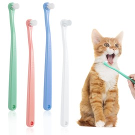 4 Stück Hundezahnbürste, Hunde Zahnbürste Kleine Weiche Rundkopf Katzenzahnbürste Kleine Haustierzahnbürste Kätzchenzahnbürste für Kätzchen und Welpenzahnreinigung Mundpflege