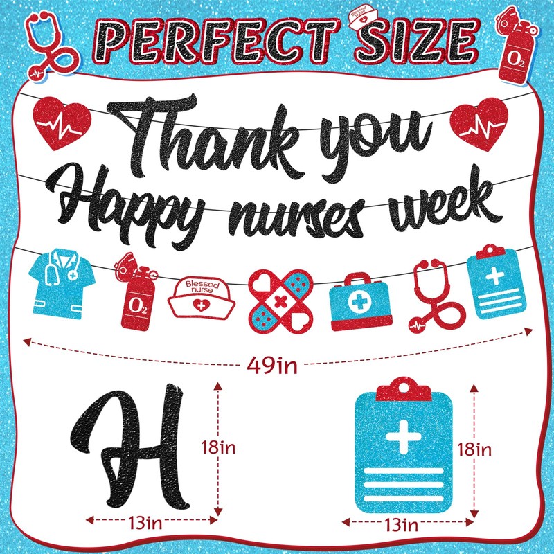 Pre-strung Nurses Week Decorations 2026 Thank You Happy Nurses Week