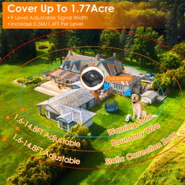 KOCASO Electric Dog Fence Dog Fence System Pet Containment System with 1 Receiver Collars IPX8 Waterproof 9 Adjustable LevelsRechargeable Underground Fence for Small Medium Large Dog