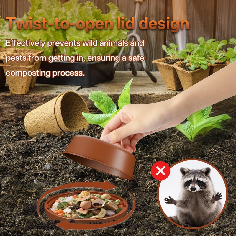 TOP XIAN Inground Worm Composter, Mini Underground Worm Farm for