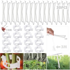 Tomato Hooks with String, Pack of 15 Tomato Hooks with 15 Practical Plant Support Clips, Tomato Hooks, Vegetable Hooks, Tomato Hooks, Tomato Hooks Metal, Tomato Hook Set for Hanging Tomatoes and