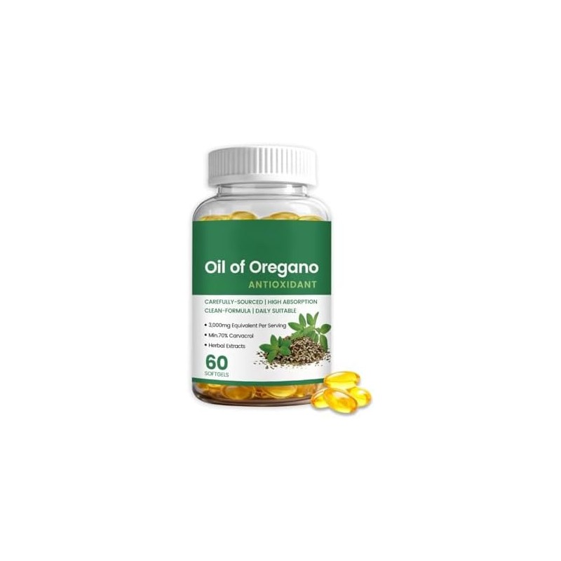 Aceite de orégano con aceite de semilla negra, apoyo digestivo,