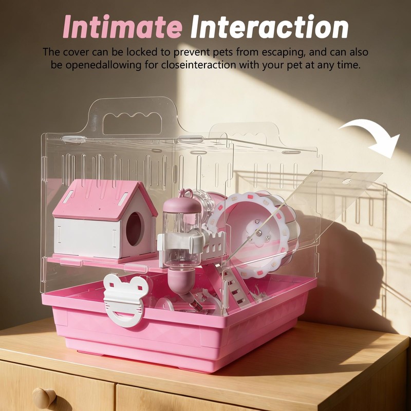 Pretoee 7-in-1 Acrylic Hamster Cage with All Accessories - Double