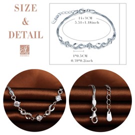 Infinite U Womens girls bracelet, 925 sterling silver bracelet, Inlaid zircon, Infinity Symbol bracelet, Adjustable, Perfect gift for birthday christmas