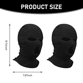 Crynod 2 PCS Car Seat Headrest Protector, 7.8" x 15.7" Facekini Shape Design Soft Breathable Knit Headrest Cover, Decorative Modification Accessories, Compatible with Most Car Models (Black)