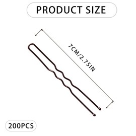 EUPSIIU Pack of 200 Hair Pins, U-shaped Hair Pins, 7 cm Hair Clips, Metal Wave Shape Hair Clips, Invisible Hair Pins, Bobby Pins, Hair Accessories, Hairdressing Salon for Girls, Hair Accessories