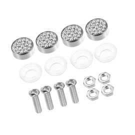 RATCHROLL 1 Set Bling Car License Plate Fasteners Screws Caps Covers White Universal Rhinestone License Plate Bolt Cap Plastic Washer Replacement Car Parts