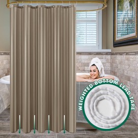 Biscaynebay - Cortina de ducha de tela o forro de 72 x 72 pulgadas, repelente al agua de damasco a rayas de color gris pardo, lavable a máquina