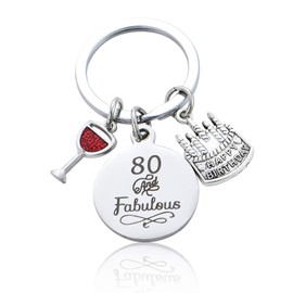 BESPMOSP 80th Birthday Keyring for Women - Mum's 80th Gift & Present