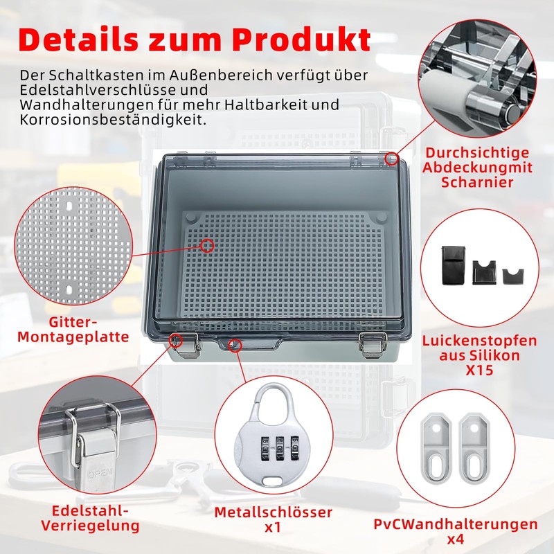 Junction Box Waterproof IP65, Transparent Control Cabinet Outdoor Surface-Mounted Distribution