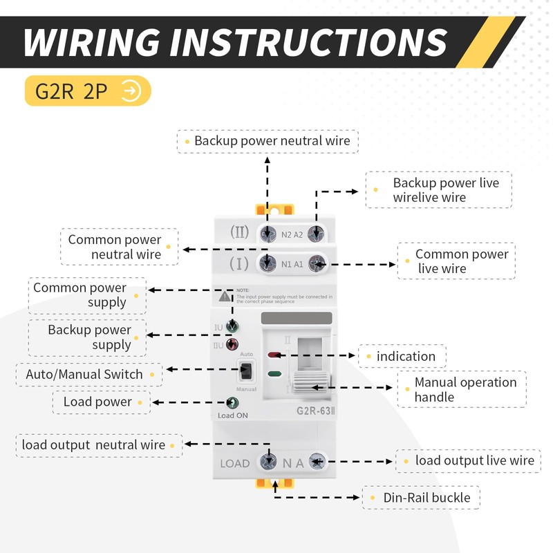 Mini ATS AC Automatic/Manual Transfer Switch 2P 63A 220V, ATS