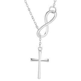 HUARJO 925 Sterling Silver Infinity Cross Necklace for Women Infinity Heart Pendant Y Necklace Jewelry Gift for Women Wife. (Infinity Cross)