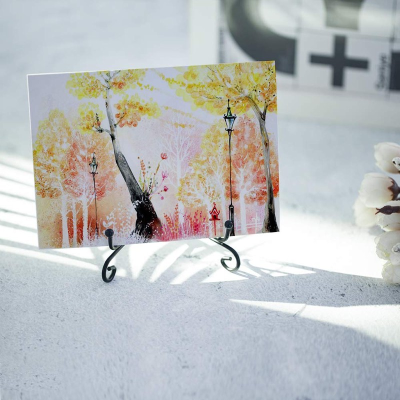 (4 pack)Iron Display Stand, Black Iron Easel Plate Display Photo