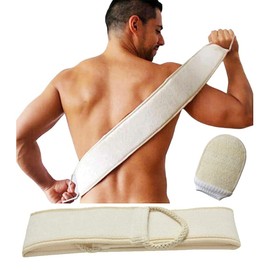 Adorling Luffa Schwamm Rückenscrubber für Bad und Dusche bei, Luffa Körperpad mit Rücken Gurt, Körper und Gesichts Peeling Zweiteiliges Set Peeling Schwamm Rückenschrubber Luffaschwämme