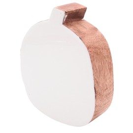 Wooden Pumpkin with White Enamel - 6.9-Inch Freestanding Fall Tabletop Decoration