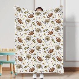 Watercolor American Football Baby Blanket for Boy Girl American Football Rules Swaddle Blankets Outdoor Sports Gift Newborn Infant Nursery Stroller Crib Receiving Blanket Playmat Soft Warm 30x40