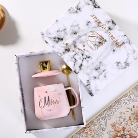 Habwah Mr and Mrs Mugs Gifts for Couple, Gifts for Engagement Bride and Groom 14Oz Ceramic Mugs (Mr & Miss)