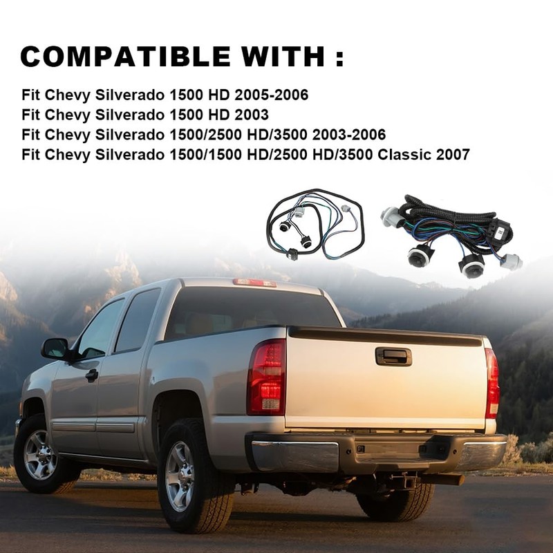 CNNELL Tail Light Assembly Rear Lights Harness Pair LH &