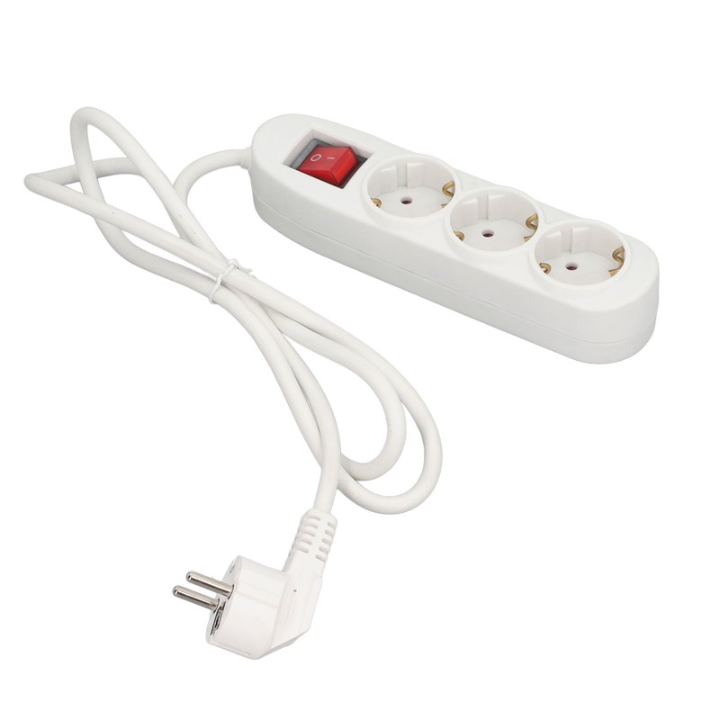 European Power Strip 3 Way ABS and Copper Multiple Outlet