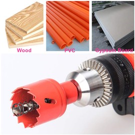 M42 HSS Bi-Metal Hole Saw with Hex Adapter and Pilot Drill for Wood, Iron, Sheet, Pipe, Plastic, Red