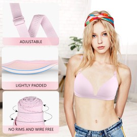 Nubofy Sujetadores para Adolescentes para Niña, Sujetador De Entrenamiento para Niñas Grandes con Relleno Ligero, Bralette Deportivo con Aros, Paquete De 5 (Negro/Gris Claro/Azul/Rosa/Blanco, Talla