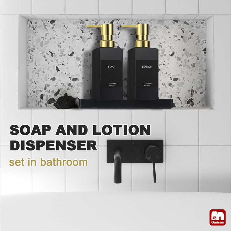 GMISUN Kitchen Soap Dispenser Set with Tray, Dish Soap Dispensers