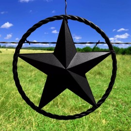 EcoRise Rustic Dimensional Barn Star - 12" Black Metal Country Farmhouse Home Decoration