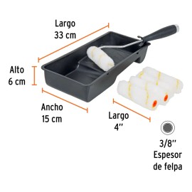 Kit De Rodillo Para Pintar, Maneral, Charola Y Felpa 15023