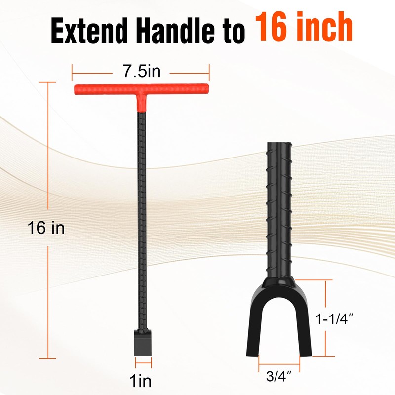 Eapele Water Meter Key 16 inch Enforced Steel T-Handle With