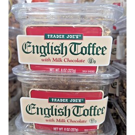 Trader Joe's English Toffee with Milk Chocolate 8oz 227g (2 Tubs)