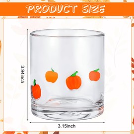 AimFun 2Pcs Pumpkin Icon Juice Glasses Fall Handblown Cocktail Glass Cup