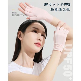 XFONZYUN Women's UV Protection Gloves, Sunscreen, Cold Sensation, Ice Thread, Half Finger Gloves, Thin, Fingerless, Smartphone, UV Protection, Rough Hands, Driving, Bicycle, Work, Sleeping, white