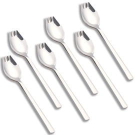 6 Pack Sporks Stainless Steel Forks and Spoons, Muulaii Metal Sporks Fork Spoon Combo for Ice Cream Spoon Salad Forks, Fruit Appetizer Dessert- 7.5 Inch