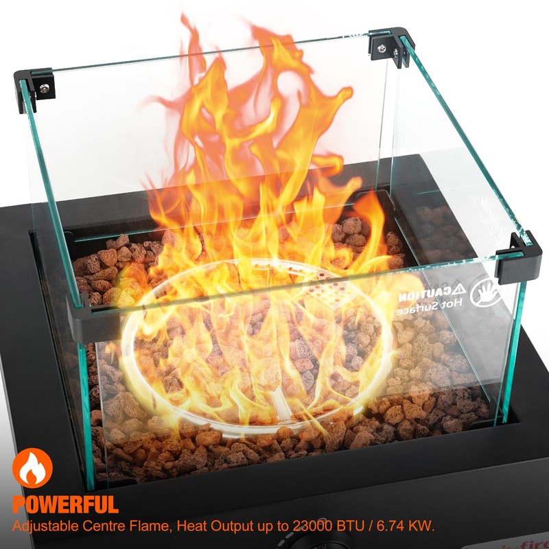 ONLYFIRE OUTDOOR LIVING 15.7" Portable Propane Gas Fire Pit Side-Mounted,