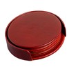 Dacasso Mocha Leather 4-Round Coaster Set