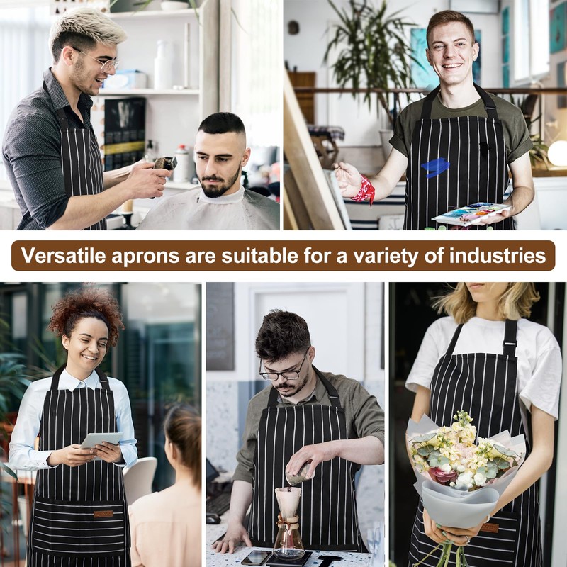 APRONPANDA 2-Pack Aprons for Women Men with Pockets Adjustable Bib