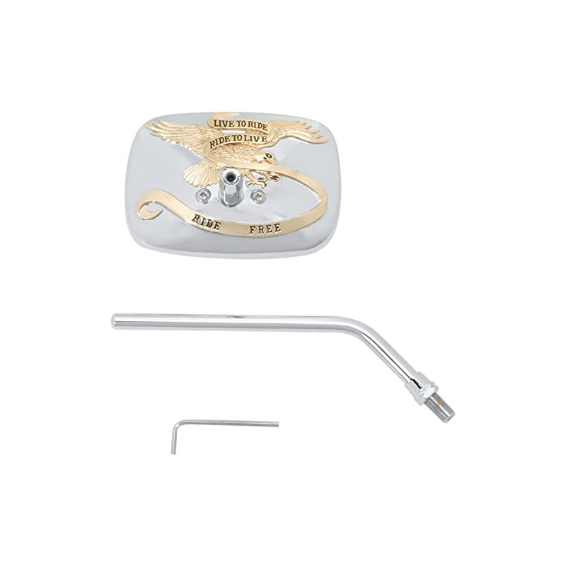 Emgo Ride Free Gold/Chrome Ridge Side Mirror w/Left Thread (20-31759A)