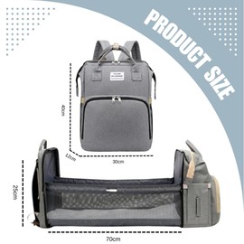 Generic Diaper Bag Backpack - Multifunction Travel Changing Diaper Bags - Convertible Mommy Bag Travel Bag, Waterproof, Large Capacity, Stylish and Durable (Grey), Standard, DB-001