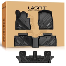 LASFIT Floor Mats for 2020-2025 Ford Explorer 7 Passenger丨Fits 1st, 2nd & 3rd Row丨 TPE All Weather Anti-Slip Floor Liners丨Full Set 2020 2021 2022 2023 2024 2025 Ford Explorer Accessories, Black
