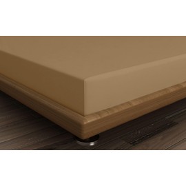 Premium Ranforce Queen XL Fitted Sheet, Light Brown, 150 x 200 + 40 cm, 100% Cotton, 117 g/m², Soft, Durable, Perfect for Cosy Bedrooms
