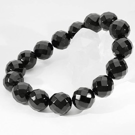 Shinjuku Gin no Kura Cut Onyx Bracelet, 0.5 inches (12 mm), 6.9 - 7.7 inches (17.5 - 19.5 cm), Size M - LL, Natural Stone, Power Stone, Agate, Black, Simple, Black Onyx, Evil Protection, Onyx