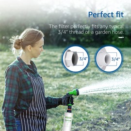 Waterspecialist Garden Hose Water Filter with Hose Protector, Compatible with Mist Cooling System, Reduces Chlorine, Bad Taste and Odor for Gardening and Pets.