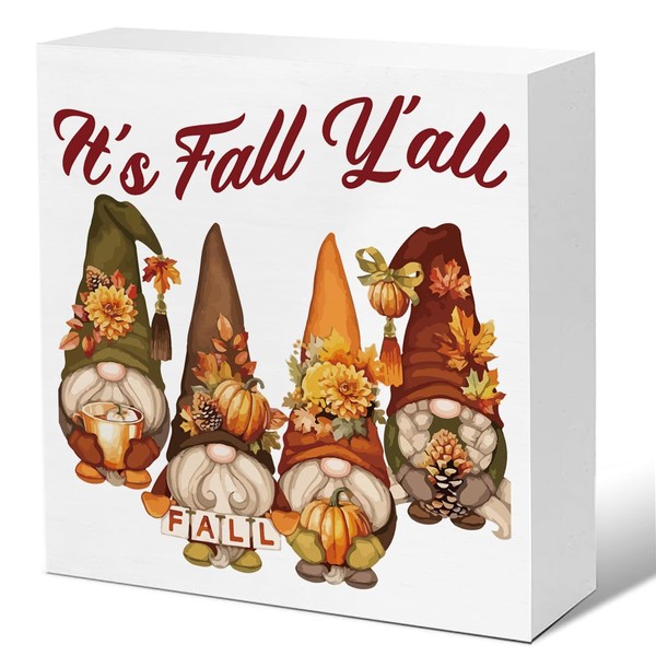 Fall Home Decor Fall Gnomes Wood Plaque Block Sign Autumn