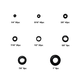 200 Pcs Rubber Grommets for Wiring - 8 Sizes (1/4", 5/16", 3/8", 7/16", 1/2", 5/8", 7/8", 1") Hole Rubber Grommet Assortment Kit for Wire
