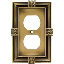 Franklin Brass 64472 Pineapple Single Duplex Outlet Wall Plate/Switch Plate/Cover, Tumbled Antique Brass