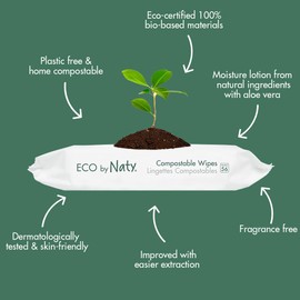 Eco by Naty Aloe Vera Baby Wipes – Plant Based Wipes, Compostable Baby and Newborn Hypoallergenic Wipes, Great for Baby Sensitive Skin (672 Count - 12 packs of 56)