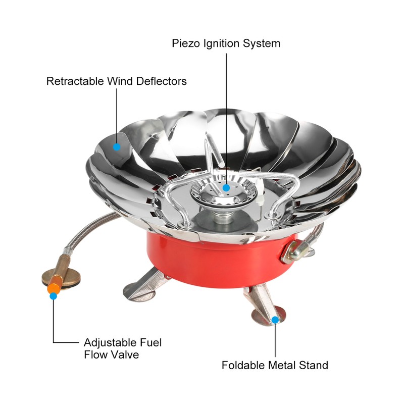 Lixada Windproof Piezo Ignition Gas Stove Outdoor Cooking Gas Burner