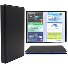 Business Card Holder with 180 Sheets – 11 x 19 cm – Professional Space-Saving Business Card Binder – Black Synthetic Leather for Men and Women (180 Sheets)