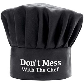 Funny Chef Hat - Don't Mess with The Chef - Adjustable Kitchen Cooking Hat for Men & Women Black